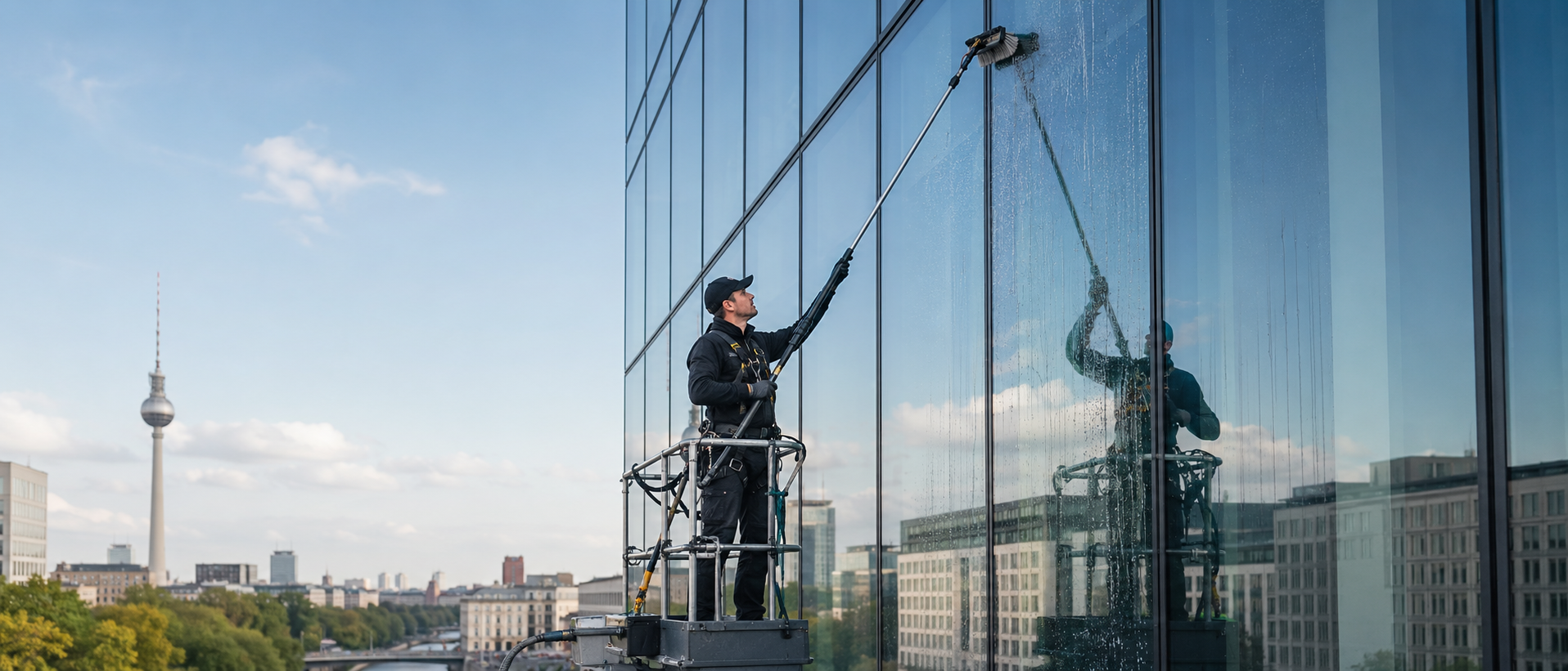 Glashelden bei der Fassadenreinigung in Berlin